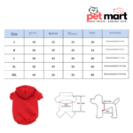 pet warm hoodie sizes